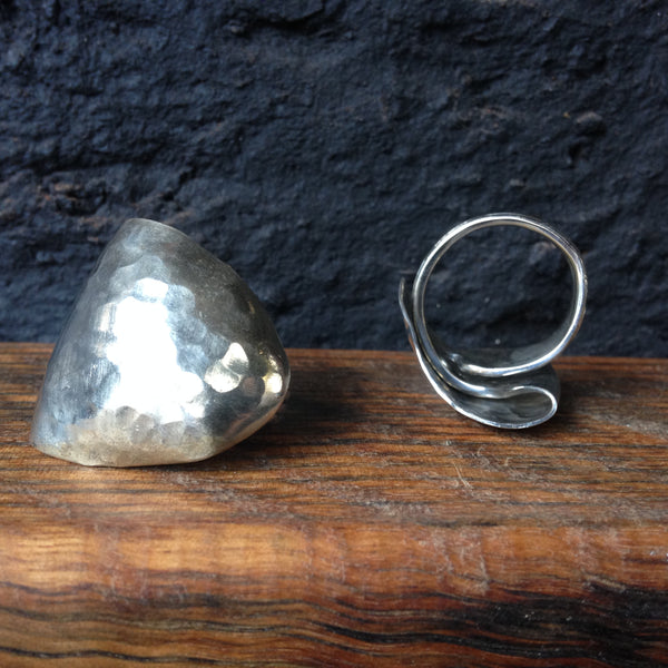 origami spoon ring textured