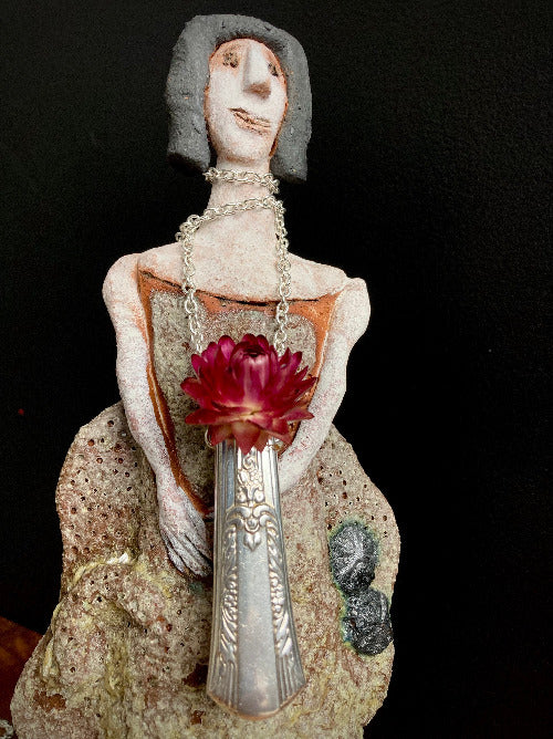 Vase Pendant - vessel jewellery necklace crafted from antique knife handle