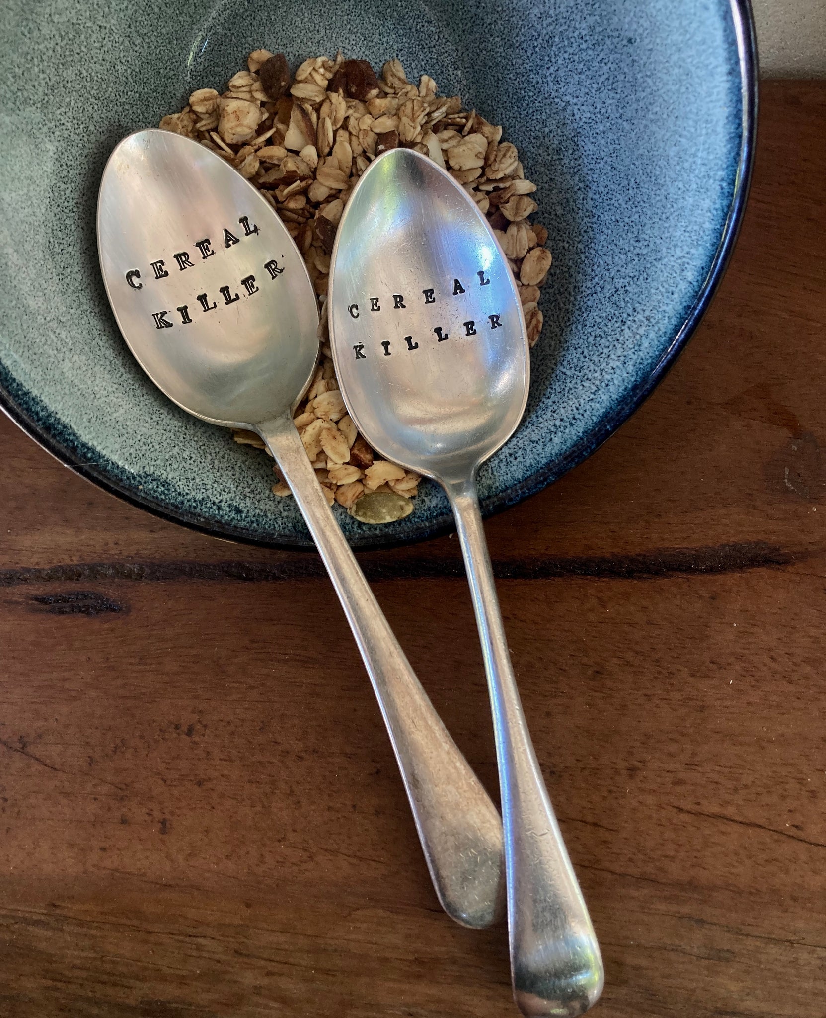 Cereal Killer - letter-stamped vintage spoon