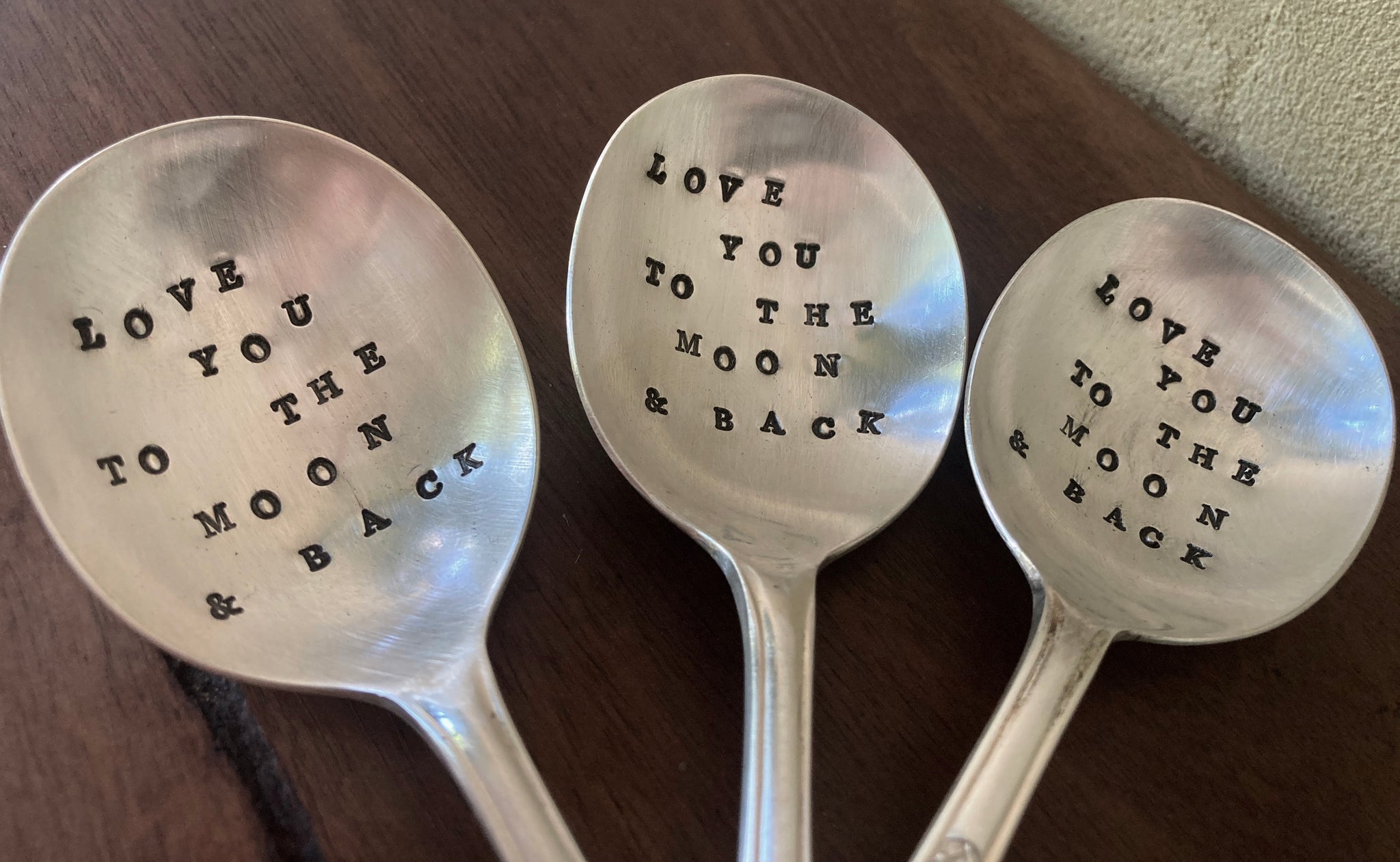 love you to the moon and back - letter-stamped vintage spoon