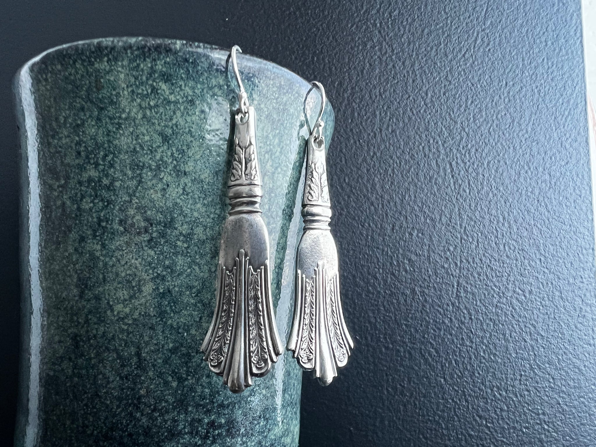 Antique spoon handle dangle earrings