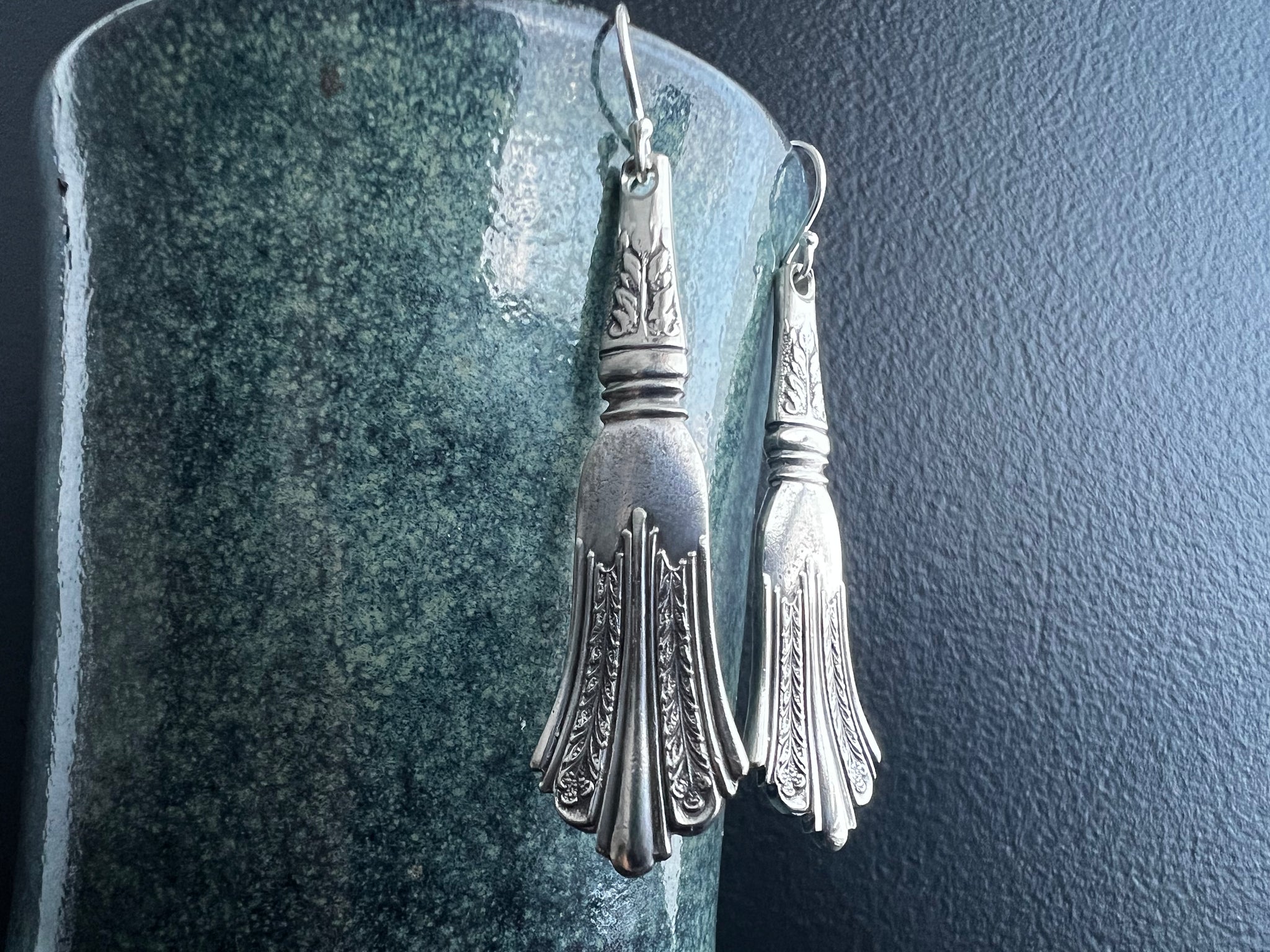Antique spoon handle dangle earrings