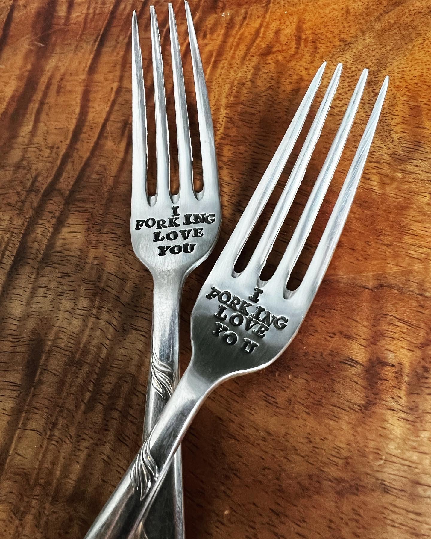 I forking love you ~ letter-stamped vintage fork