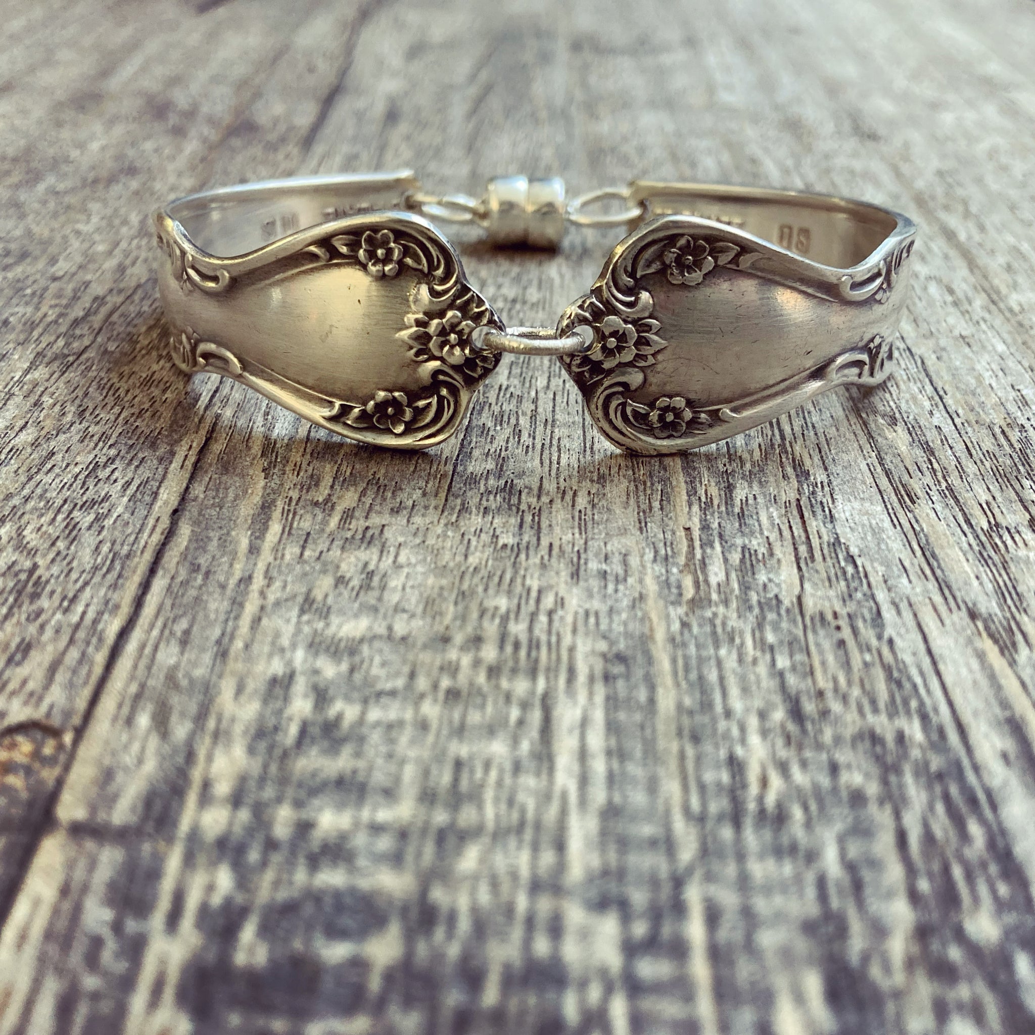 Bracelet handcrafted from antique spoons