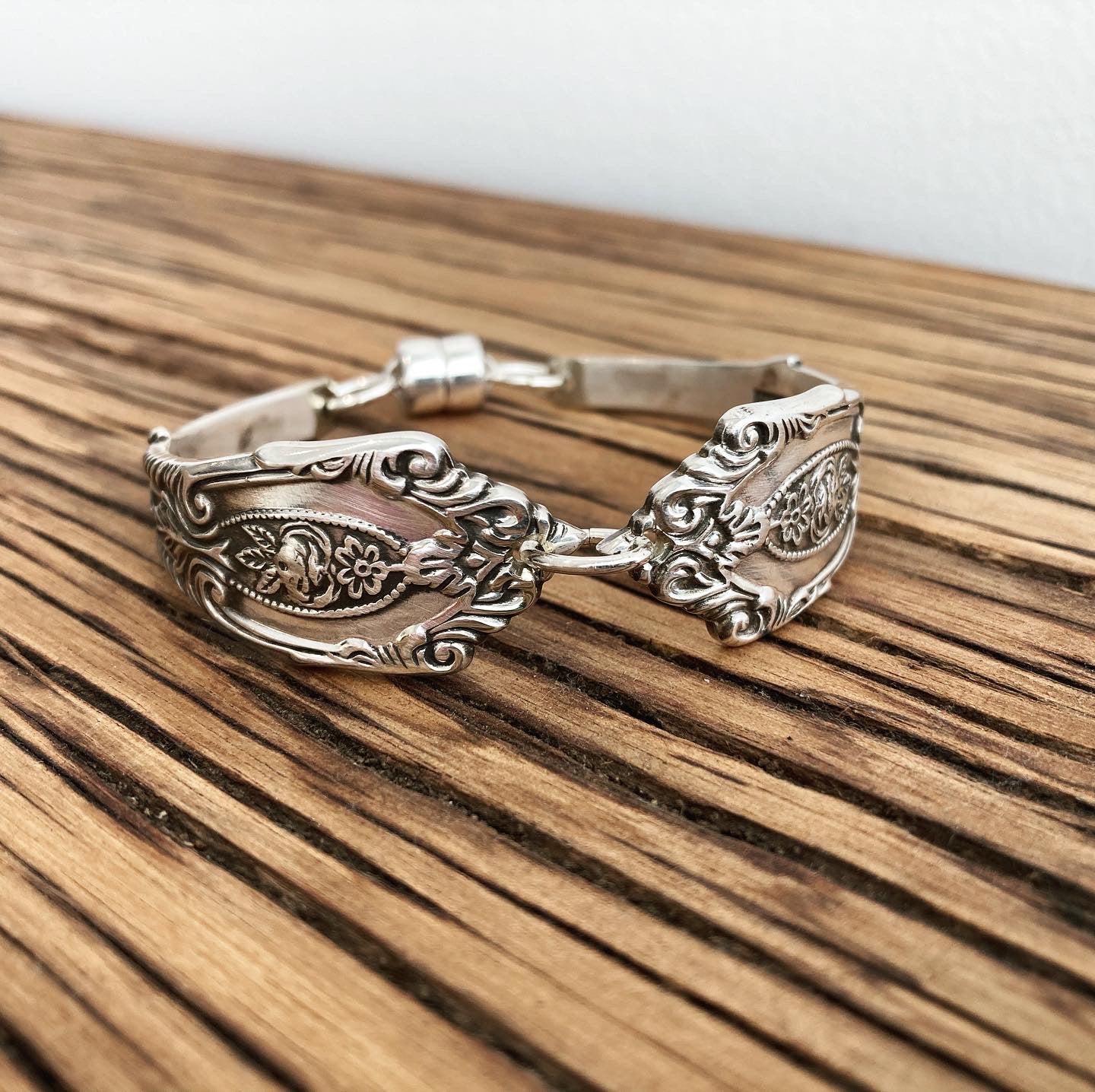 Bracelet handcrafted from antique spoons