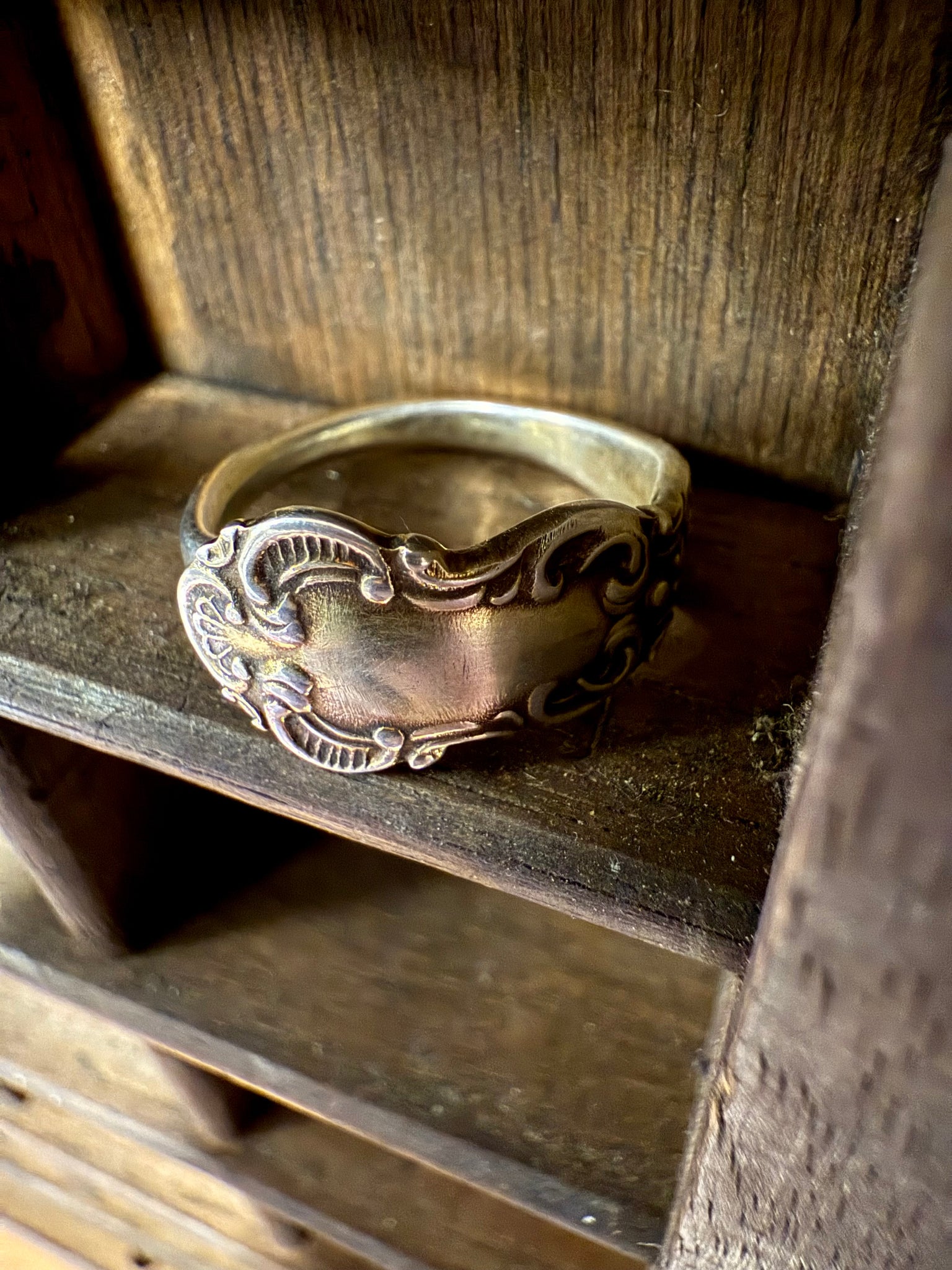 Antique Birmingham Sterling Silver Ring ~ crafted from spoon