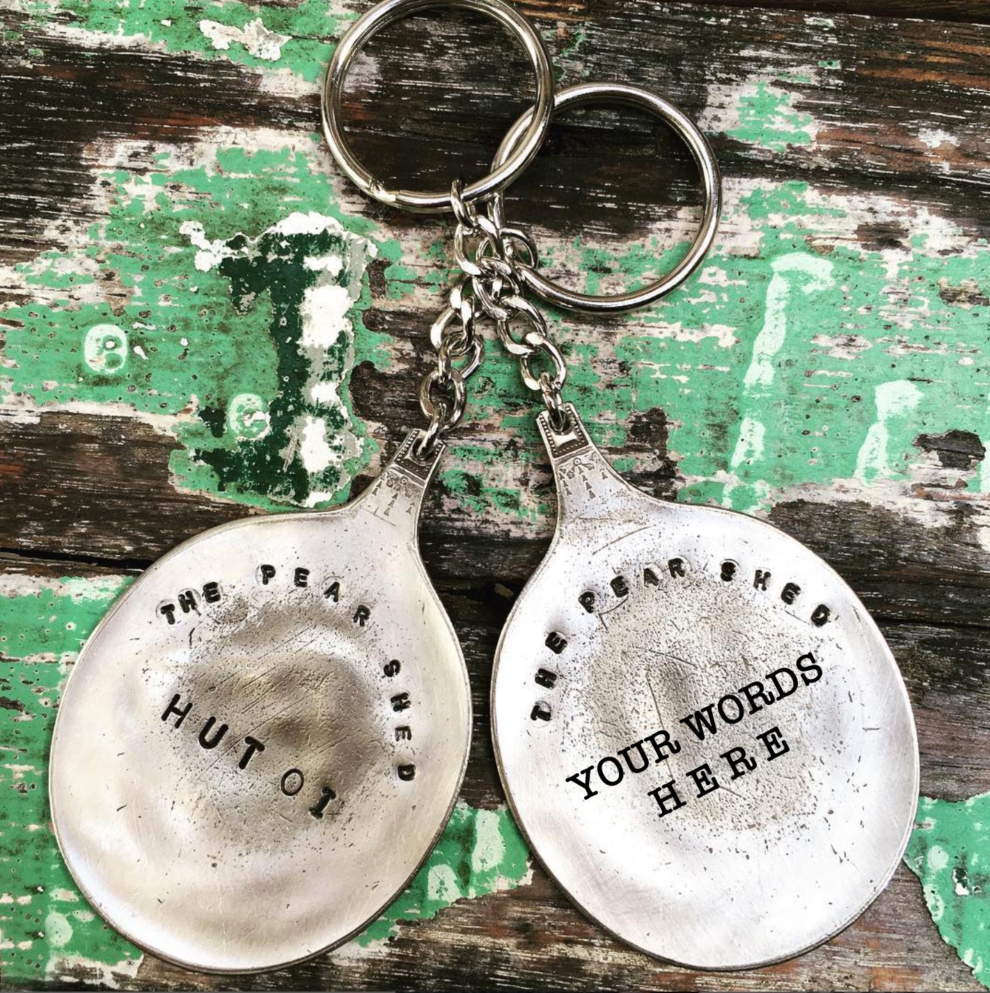 Spoon Keyring ~ letter-stamped with your words - personalised design