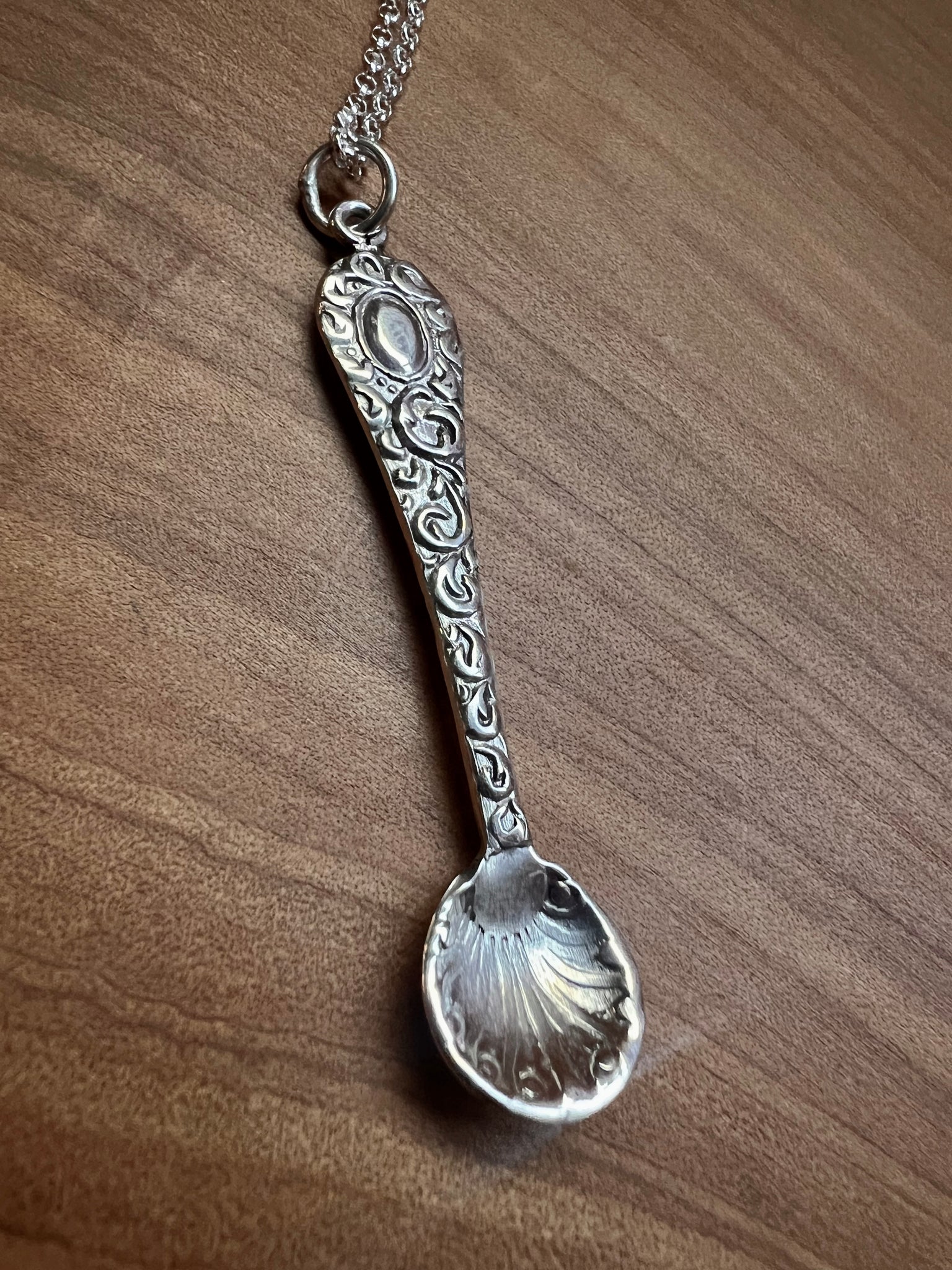 tiny salt spoon pendant ornate