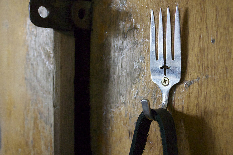 vintage silver fork hook