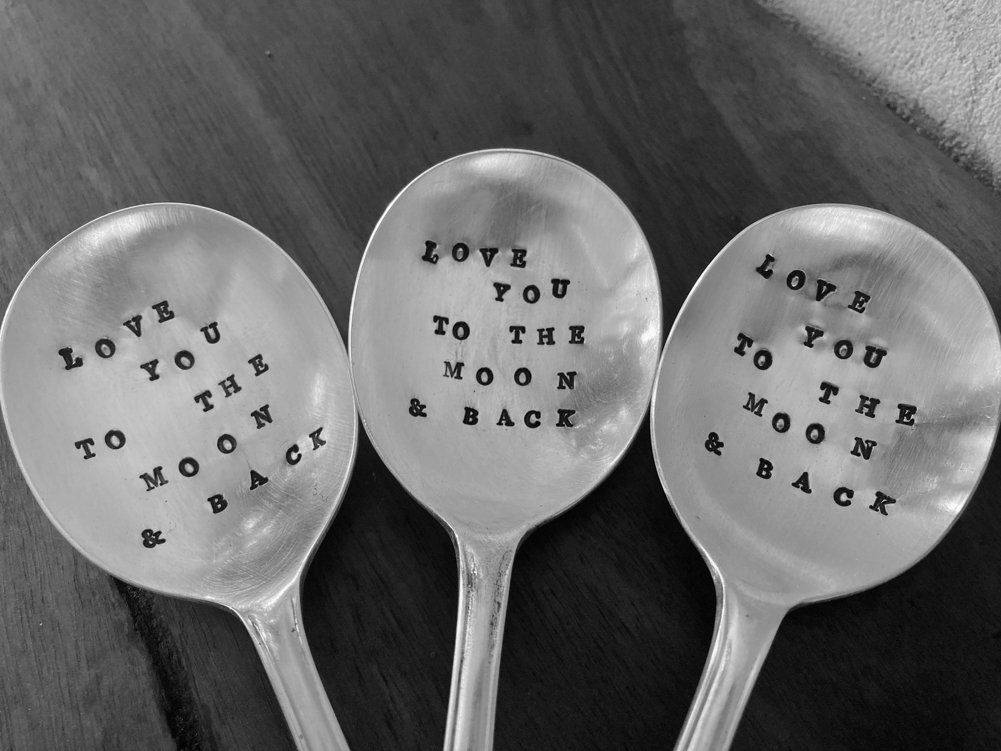 love you to the moon and back - letter-stamped vintage spoon