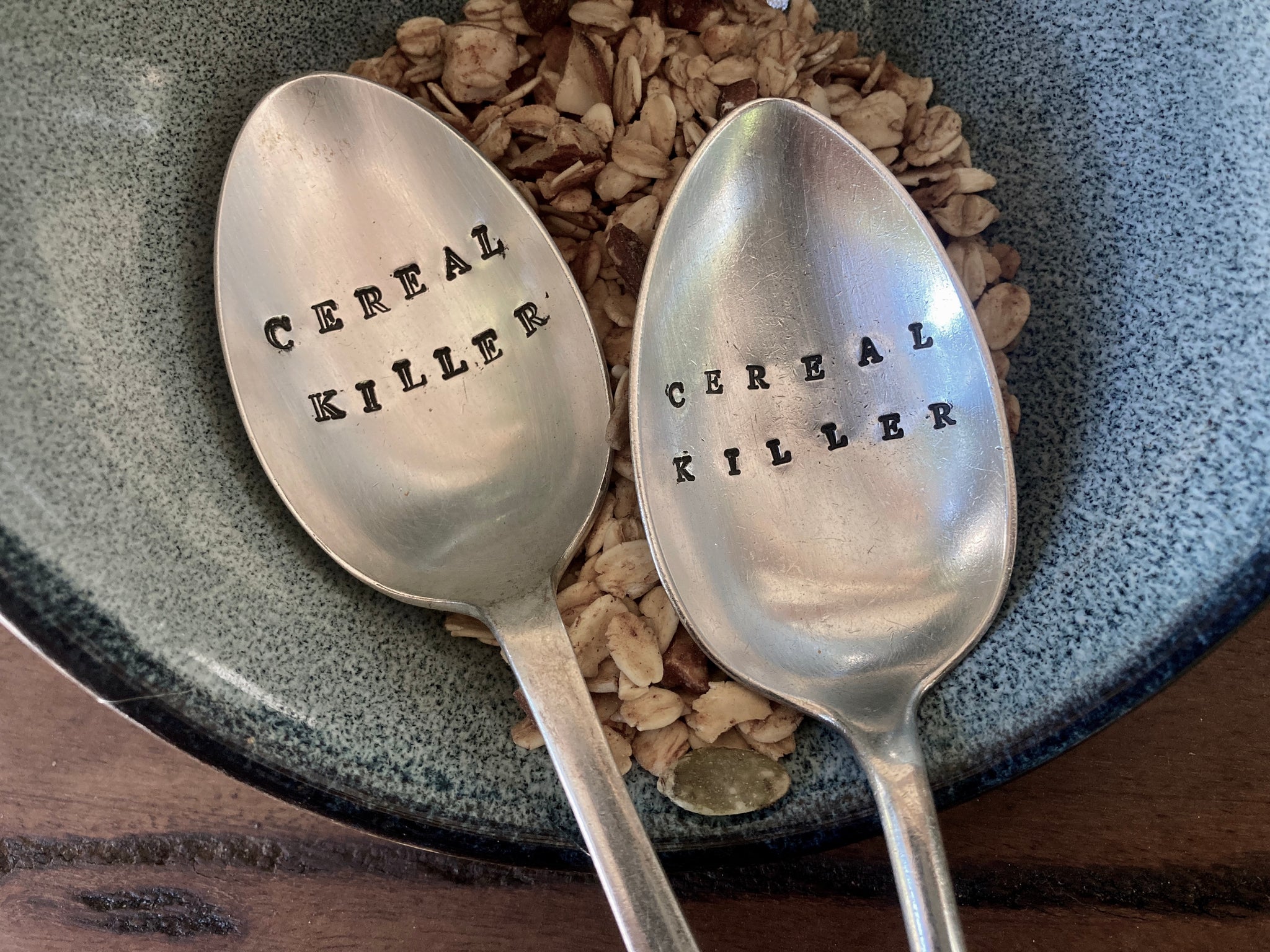 Cereal Killer - letter-stamped vintage spoon