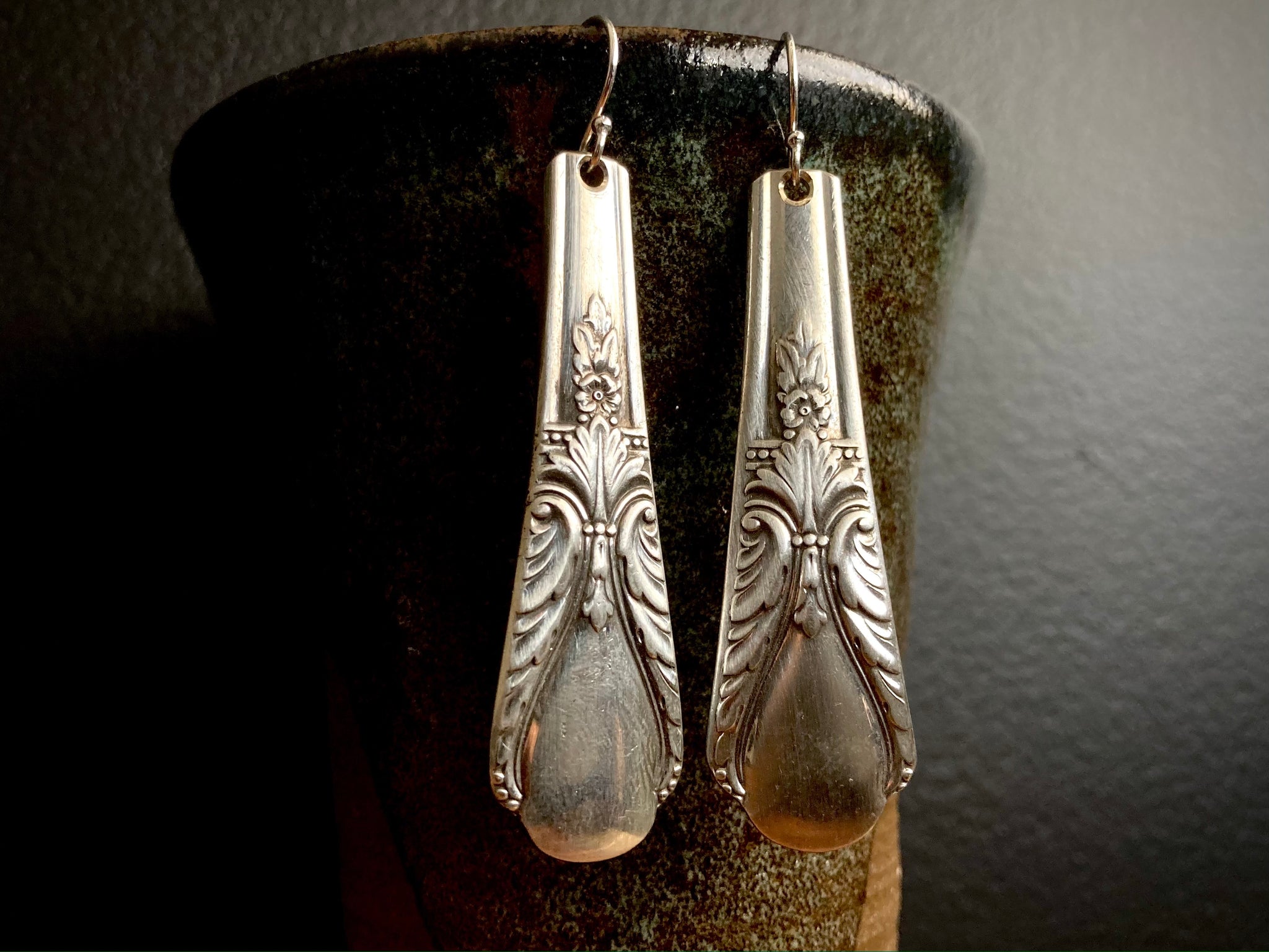 Antique spoon handle dangle earrings