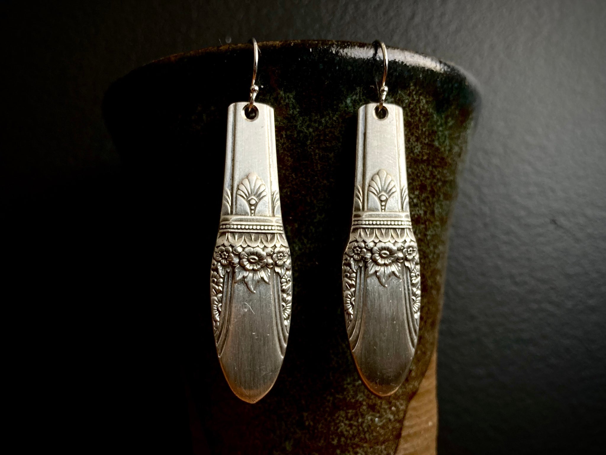 Antique spoon handle dangle earrings